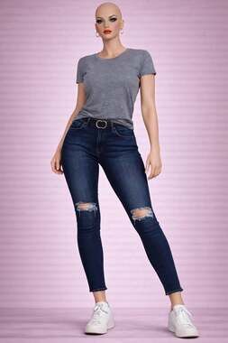 Free People Distressed Skinny Jeans Size 29 Dark Wash Mid Rise Stretch Denim Wom